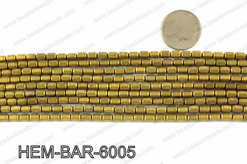 Matte metallic coated hematite 6x4mm HEM-BAR-6005