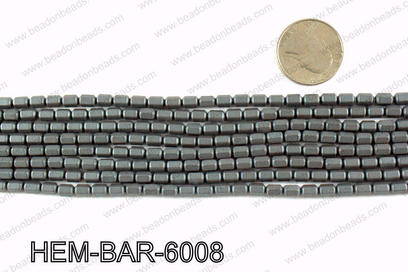 Matte metallic coated hematite 6x4mm HEM-BAR-6008