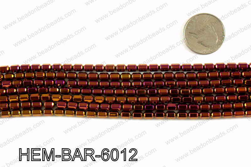 Metallic coated hematite 6x4mm HEM-BAR-6012