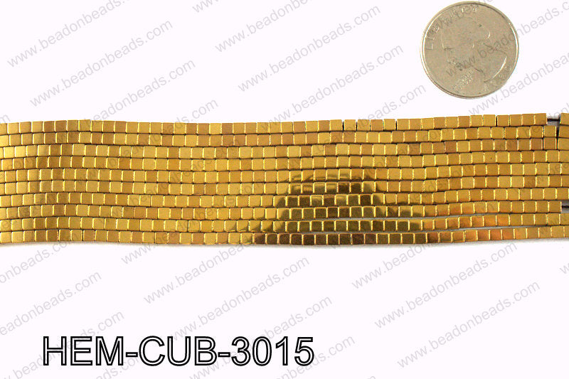 Metallic coated hematite 3x3mm HEM-CUB-3015