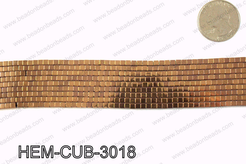 Metallic coated hematite 3x3mm HEM-CUB-3018