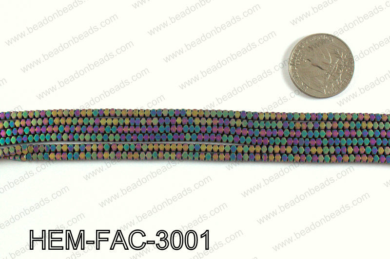 Matte metallic coated hematite 3x2mm HEM-FAC-3001