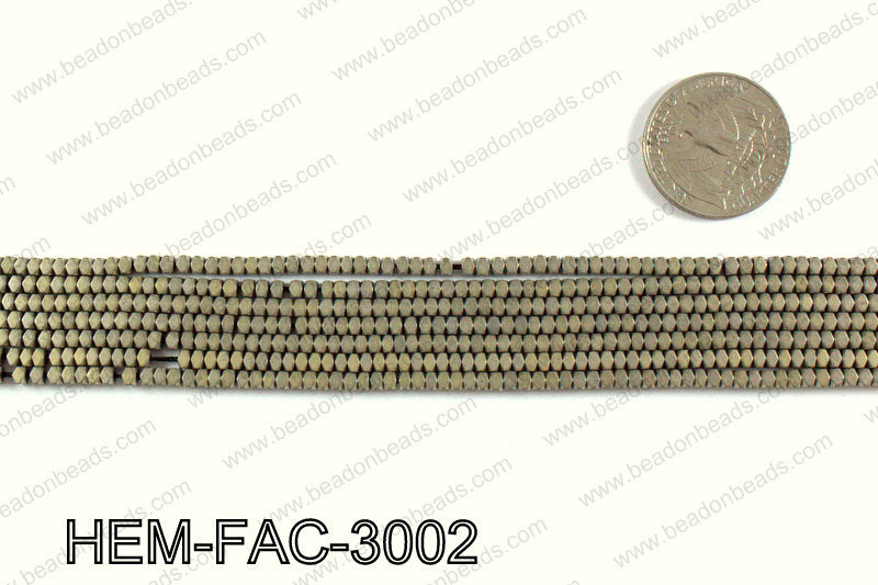Matte metallic coated hematite 3x2mm HEM-FAC-3002