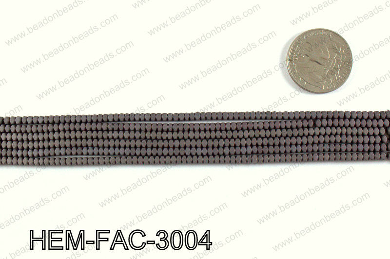 Matte metallic coated hematite 3x2mm HEM-FAC-3004