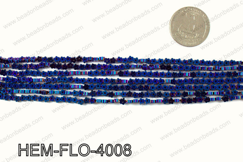 Metallic coated hematite 4x4mm HEM-FLO-4008