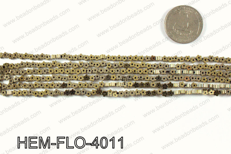 Metallic coated hematite 4x4mm HEM-FLO-4011