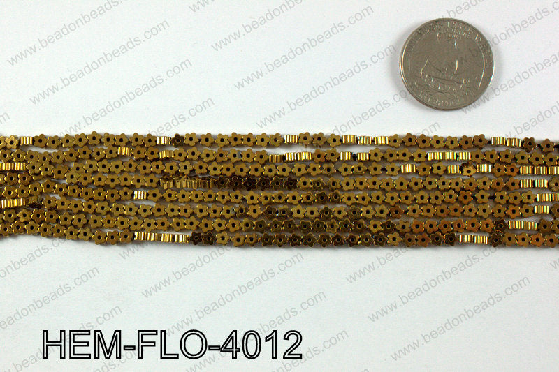 Metallic coated hematite 4x4mm HEM-FLO-4012
