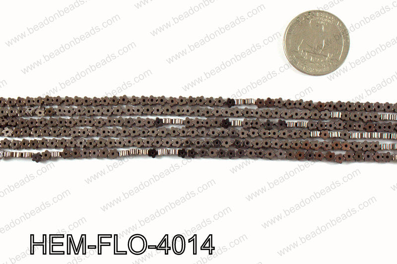 Metallic coated hematite 4x4mm HEM-FLO-4014