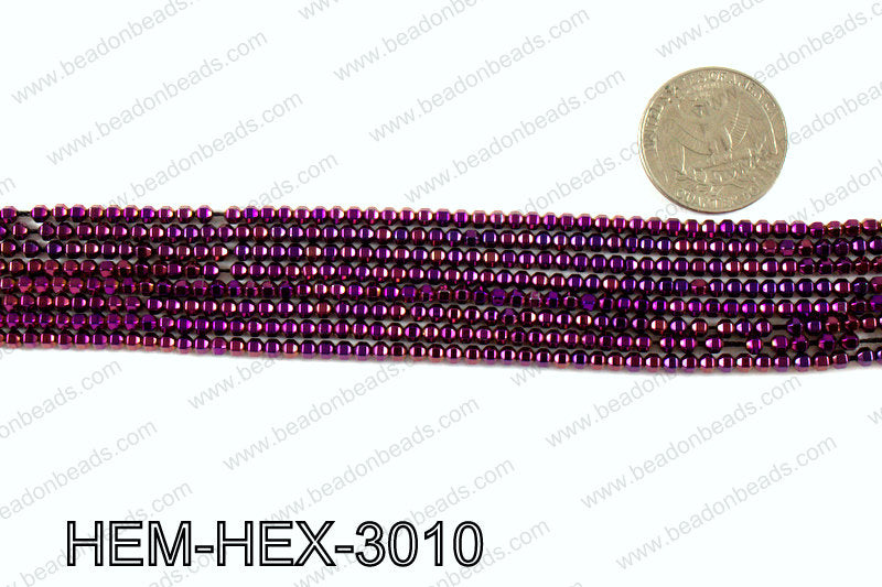 Metallic coated hematite 3x3mm HEM-HEX-3010