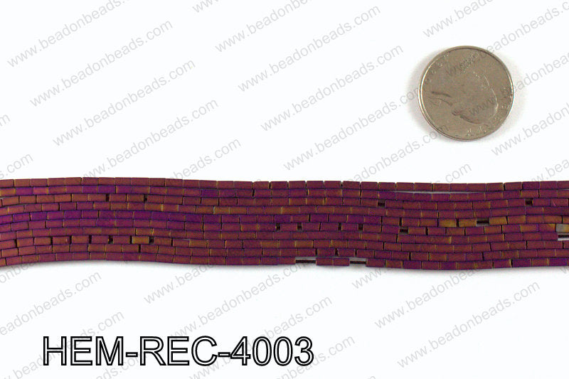 Matte metallic coated hematite 4x2mm HEM-REC-4003