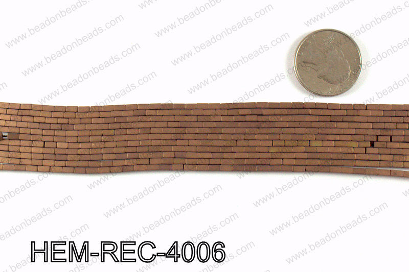 Matte metallic coated hematite 4x2mm HEM-REC-4006