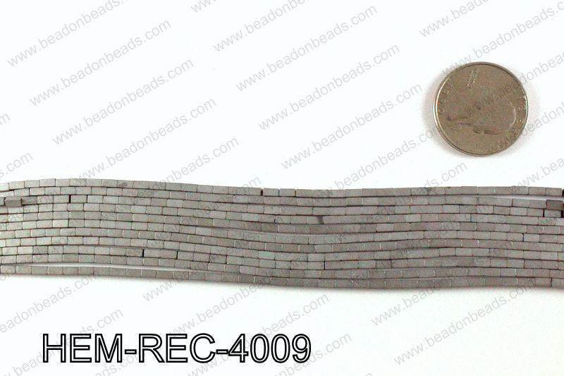 Matte metallic coated hematite 4x2mm HEM-REC-4009