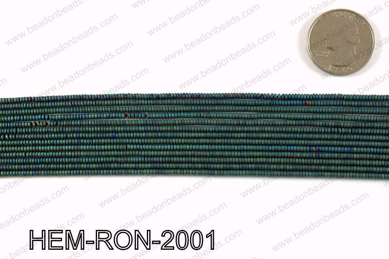 Matte metallic coated hematite 2x1mm HEM-RON-2001