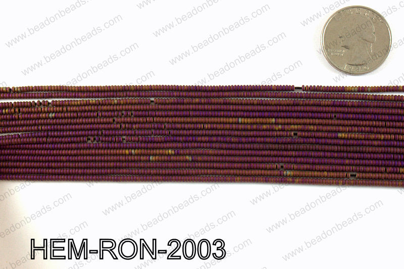 Matte metallic coated hematite 2x1mm HEM-RON-2003