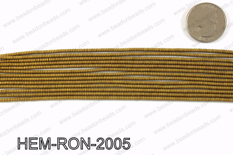 Matte metallic coated hematite 2x1mm HEM-RON-2005