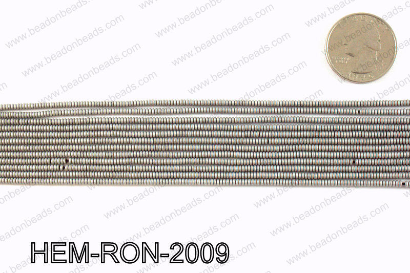 Matte metallic coated hematite 2x1mm HEM-RON-2009
