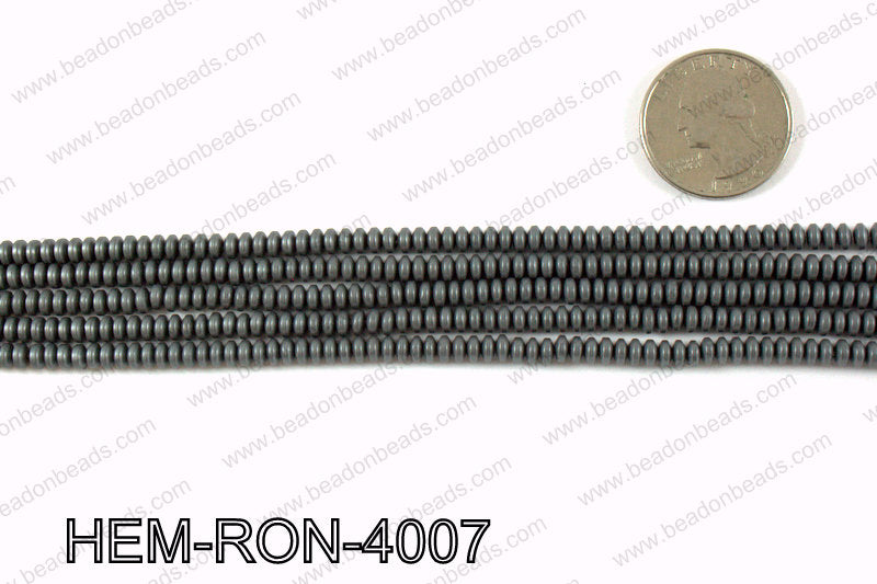 Matte metallic coated hematite 4x2mm HEM-RON-4007