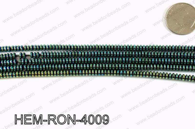 Metallic coated hematite 4x2mm HEM-RON-4009