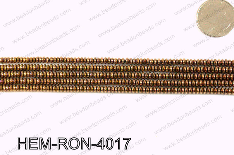 Metallic coated hematite 4x2mm HEM-RON-4017