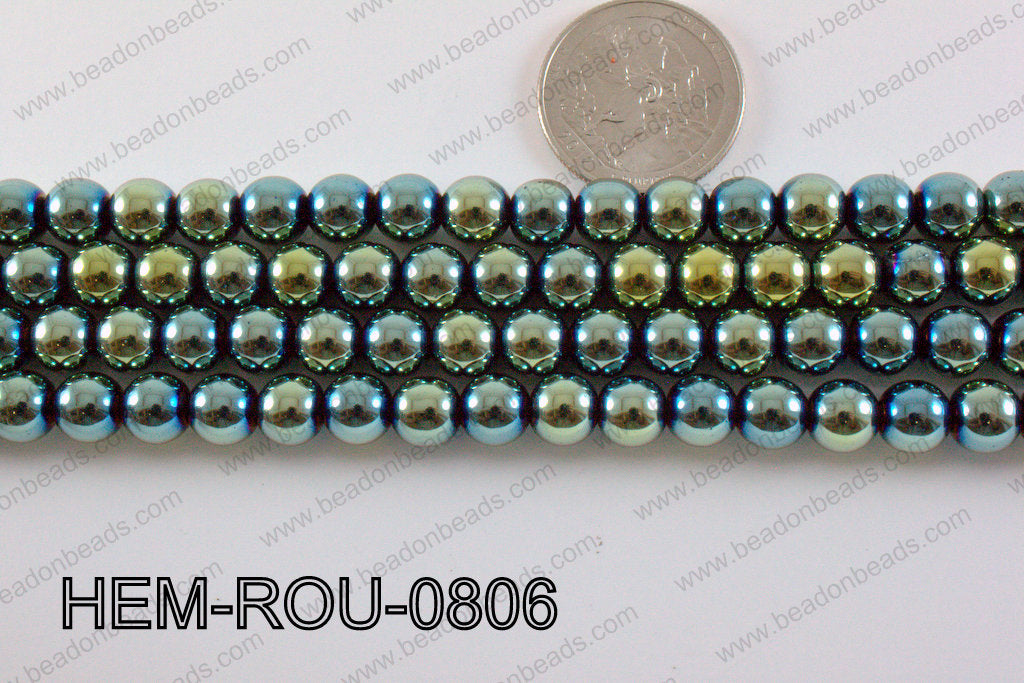 Hematite Round Green 8mm HEM-ROU-0806