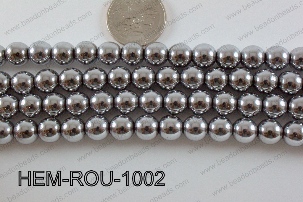 Hematite Round Silver 10mm HEM-ROU-1002
