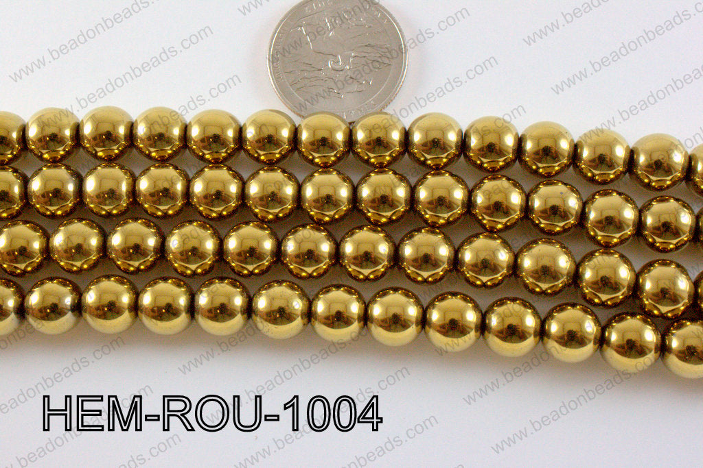 Hematite Round Gold 10mm HEM-ROU-1004