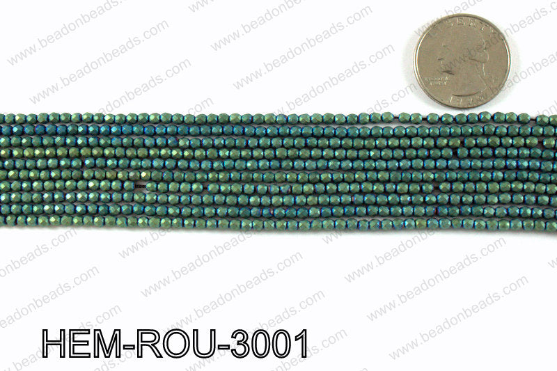 Matte metallic coated hematite 3x3mm HEM-ROU-3001
