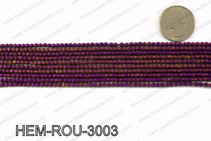 Matte metallic coated hematite 3x3mm HEM-ROU-3003