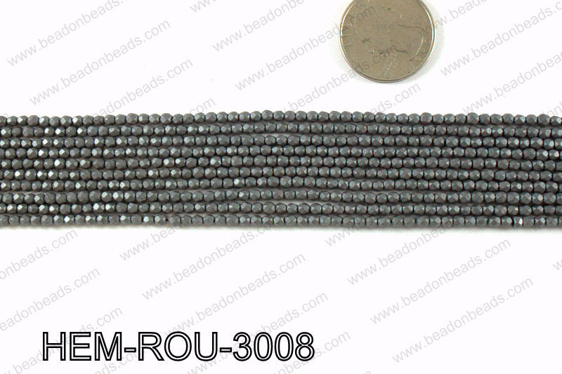 Matte metallic coated hematite 3x3mm HEM-ROU-3008