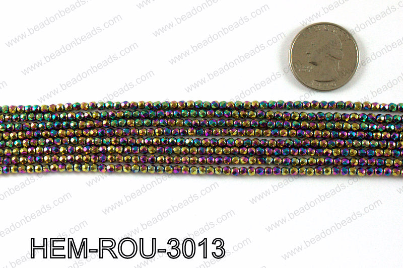 Metallic coated hematite 3x3mm HEM-ROU-3013