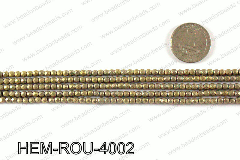 Matte metallic coated hematite 4x4mm HEM-ROU-4002