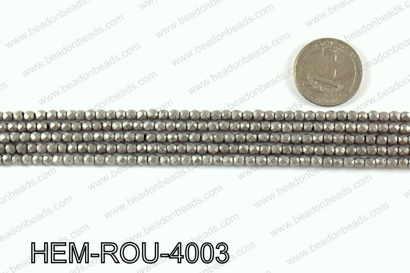 Matte metallic coated hematite 4x4mm HEM-ROU-4003