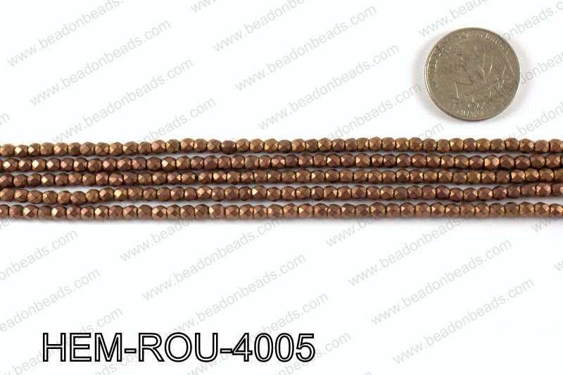 Matte metallic coated hematite 4x4mm HEM-ROU-4005