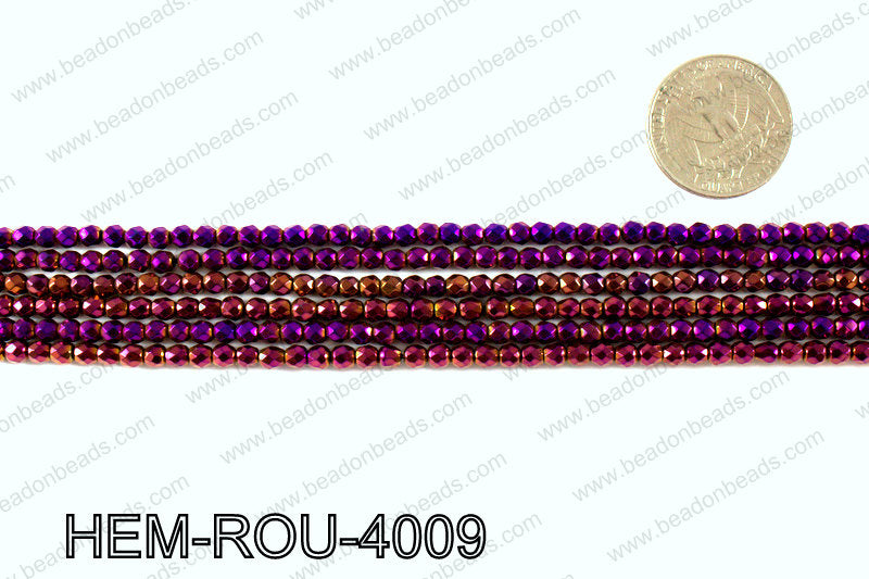 Metallic coated hematite 4x4mm HEM-ROU-4009