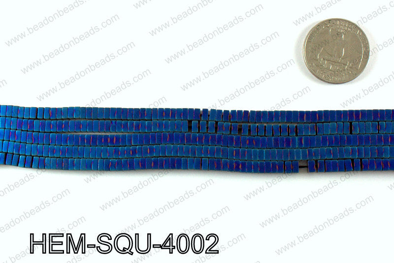 Matte metallic coated hematite 4x2mm HEM-SQU-4002