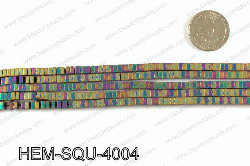Matte metallic coated hematite 4x2mm HEM-SQU-4004