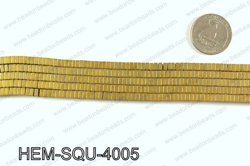 Matte metallic coated hematite 4x2mm HEM-SQU-4005