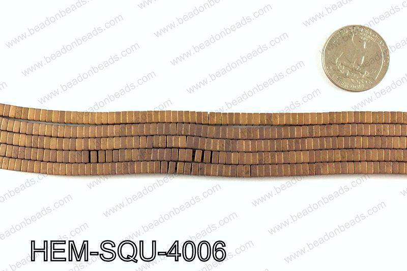 Matte metallic coated hematite 4x2mm HEM-SQU-4006