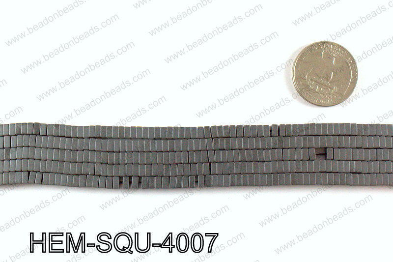 Matte metallic coated hematite 4x2mm HEM-SQU-4007