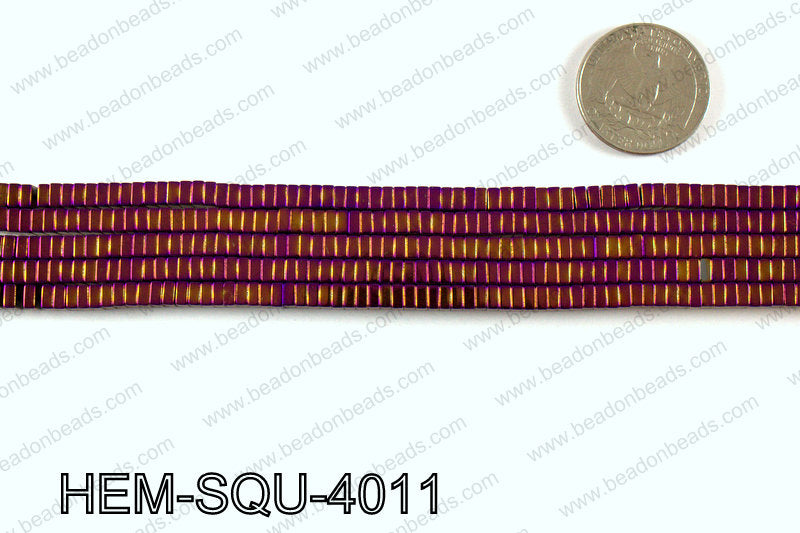 Metallic coated hematite 4x2mm HEM-SQU-4011