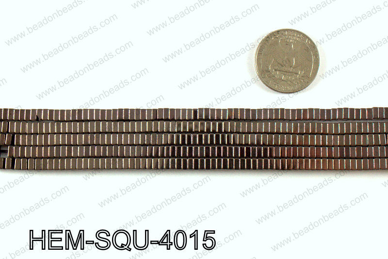 Metallic coated hematite 4x2mm HEM-SQU-4015