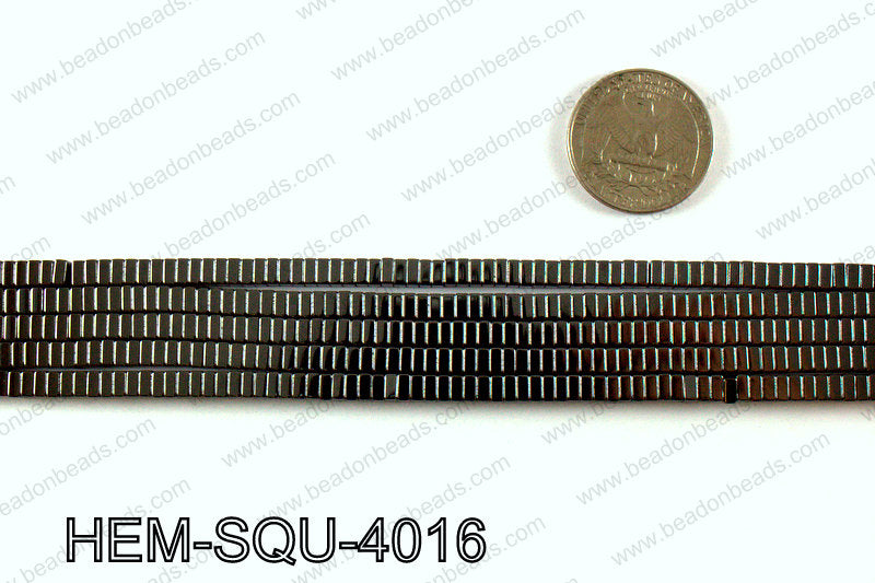 Metallic coated hematite 4x2mm HEM-SQU-4016