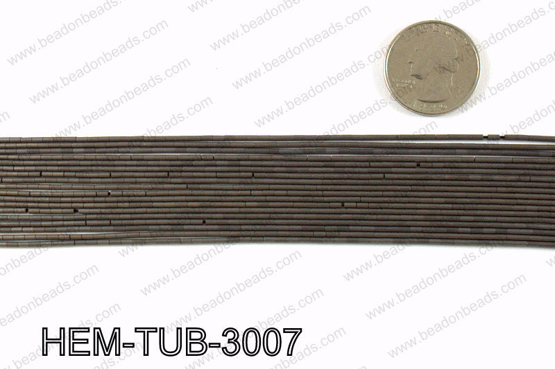 Matte metallic coated hematite 3x1mm HEM-TUB-3007