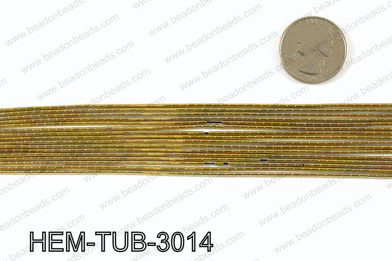 Metallic coated hematite 3x1mm HEM-TUB-3014
