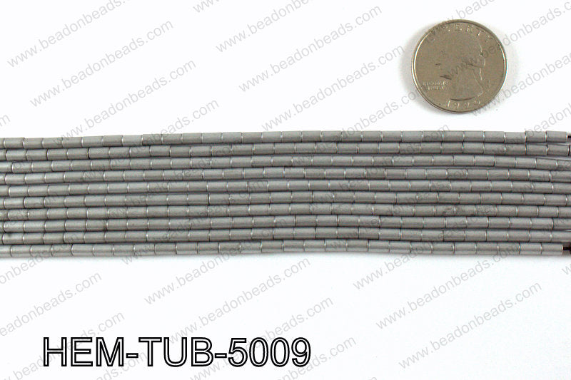 Matte metallic coated hematite 5x3mm HEM-TUB-5009