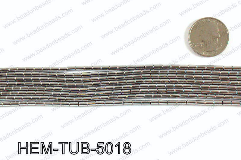 Metallic coated hematite 5x3mm HEM-TUB-5018