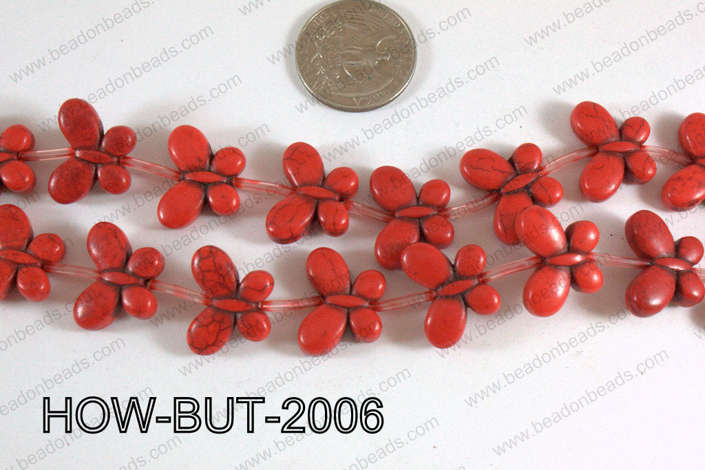 Howlite Butterfly Red 15x20mm HOW-BUT-2006