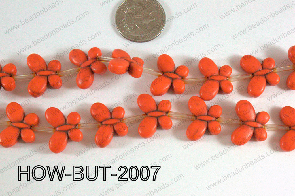 Howlite Butterfly Orange 15x20mm HOW-BUT-2007