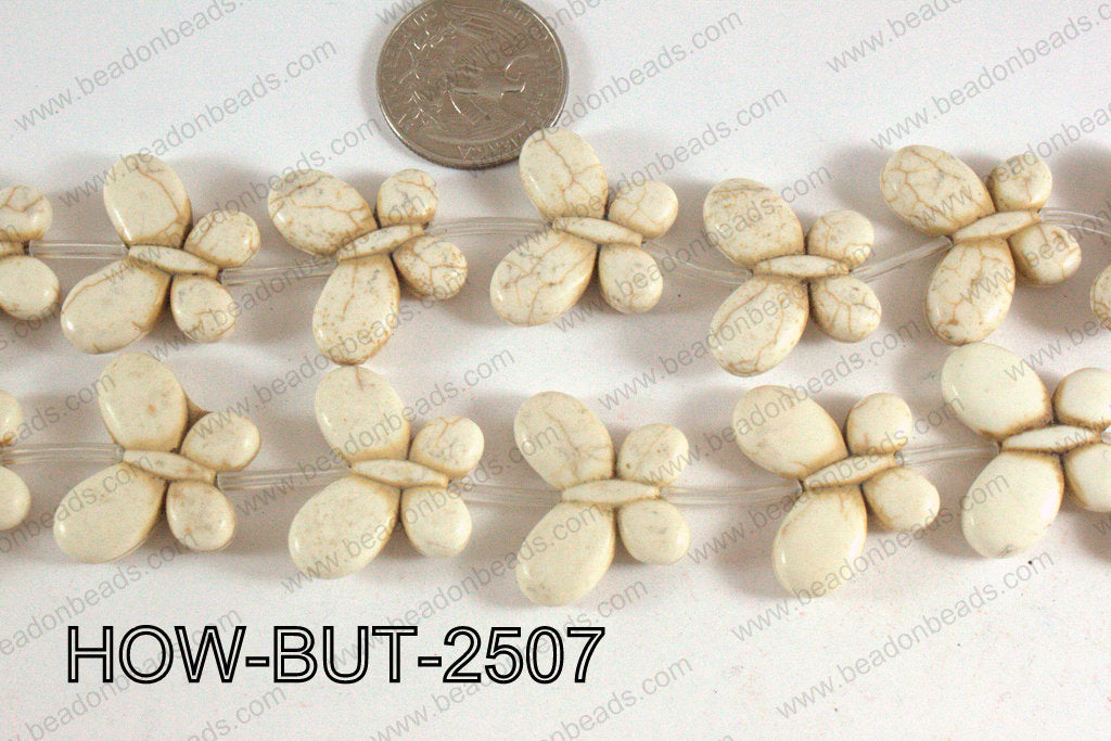 Howlite Butterfly White 20x25mm HOW-BUT-2507