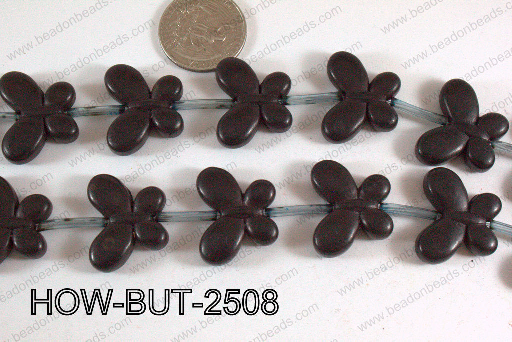 Howlite Butterfly Black 20x25mm HOW-BUT-2508